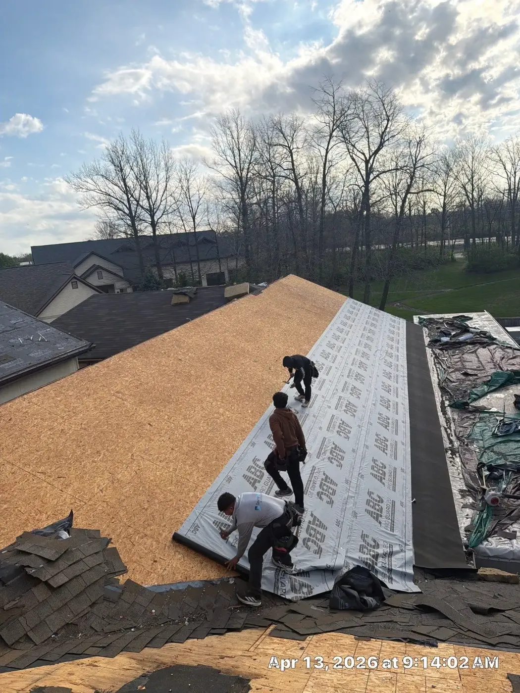Storm damage documentation on a Charlestown commercial building